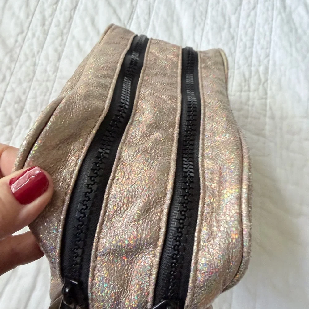 Holographic glittery Cosmetic Bag with Double Zipper